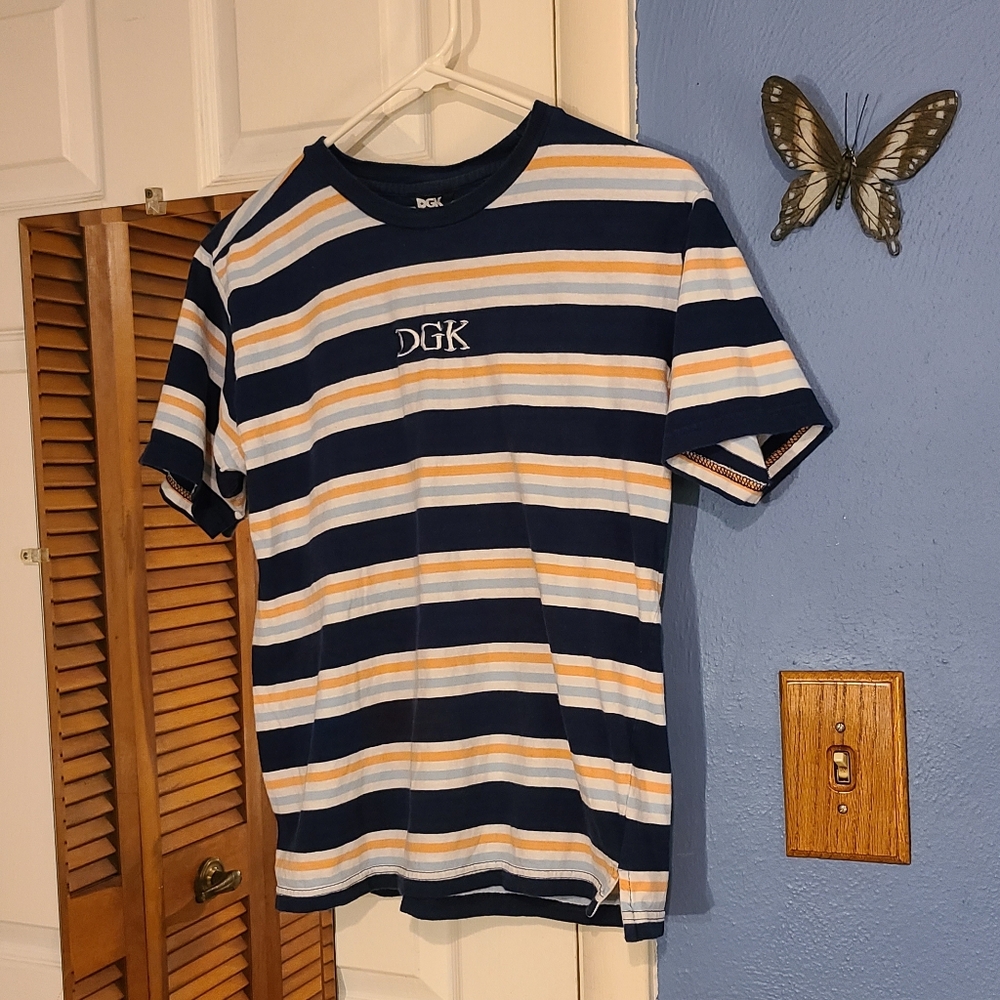 DGK Striped T-Shirt - Blue and White small
